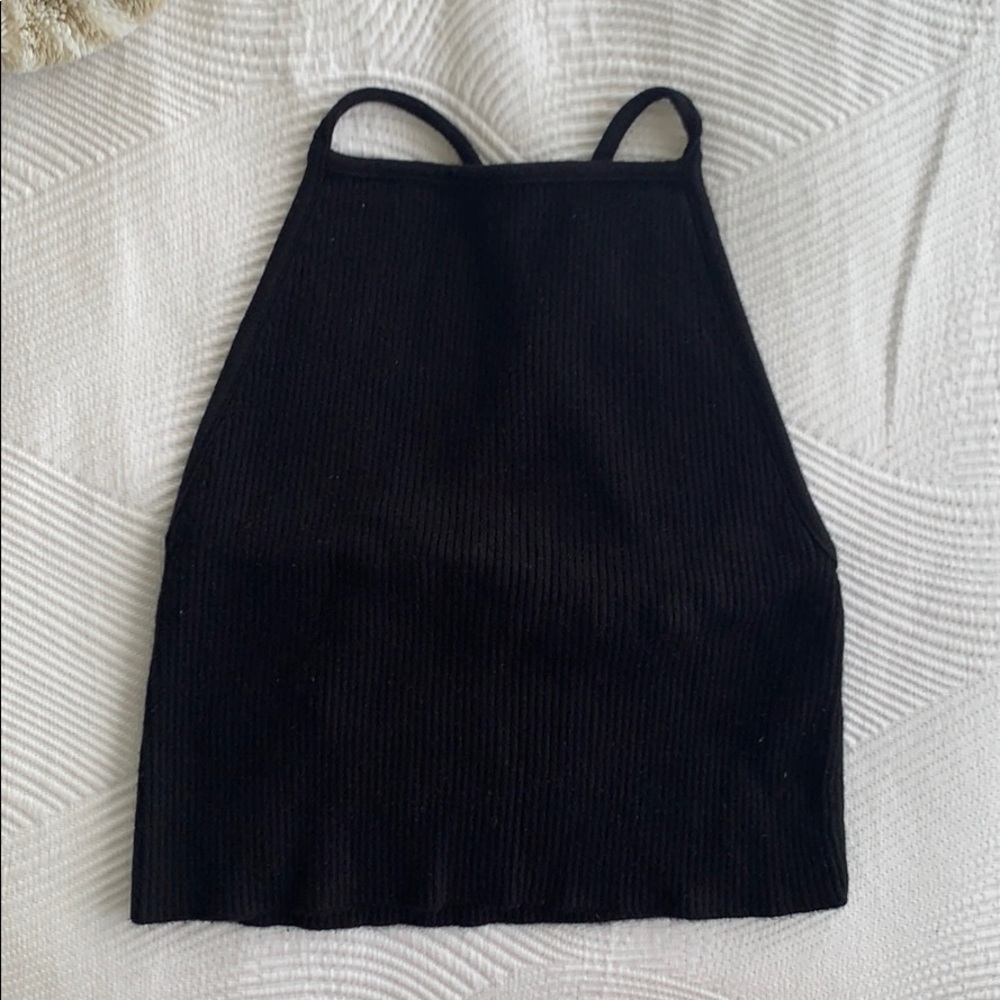 Zara black knit crop top
